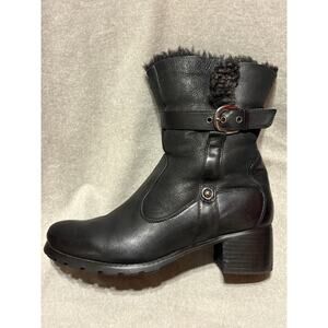 Blondo Size 8 Fantasia Black Leather Waterproof Fur Lined Side Zip Boots EUC